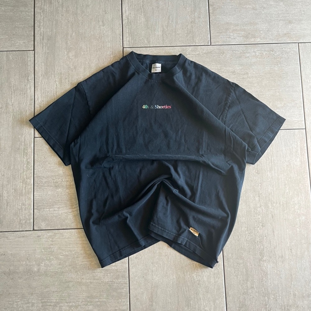 40s & Shorties Mens Black Rainbow Logo Graphic T Shirt 23x28